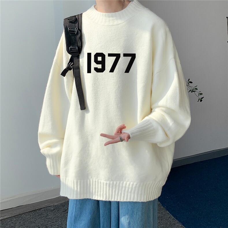 ！23新款宽松大码港风1977半高领毛衣圆领针织衫MB1901-P48图片
