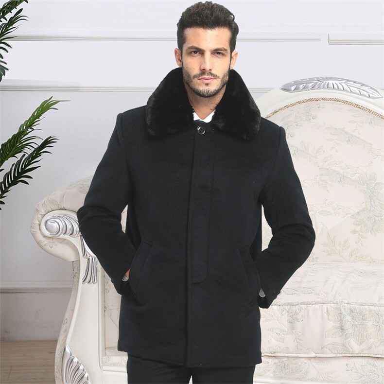 8019休闲商务呢子大衣爸爸冬季加绒加厚大毛领中长款大衣，男装毛呢大衣，星座1216（原钱塘722）