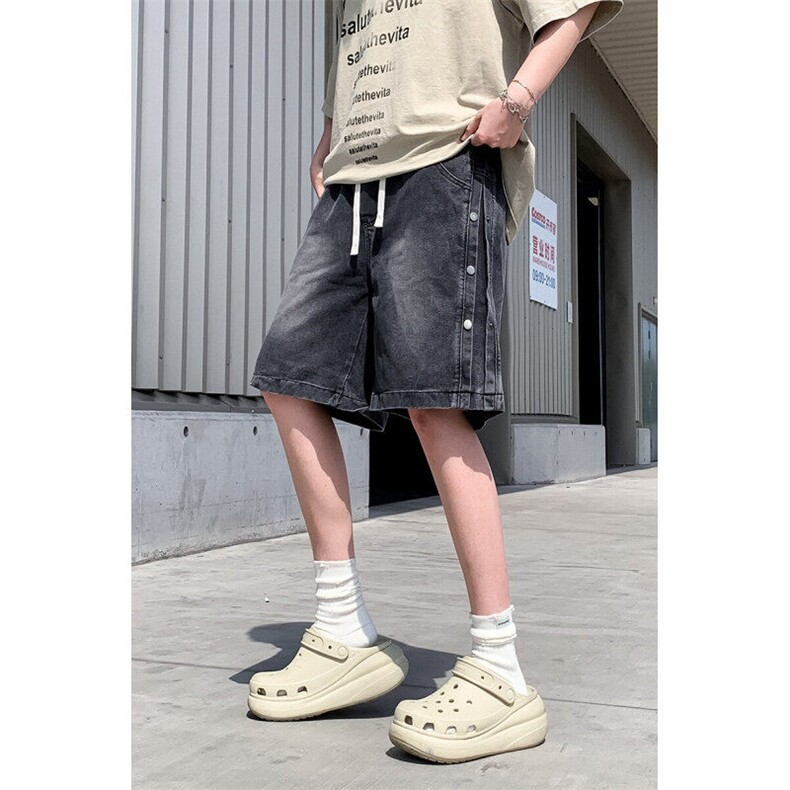 男士美式复古牛仔短裤宽松直筒五分裤子百搭休闲中裤D01151-P42,男装牛仔裤,星座308B-1
