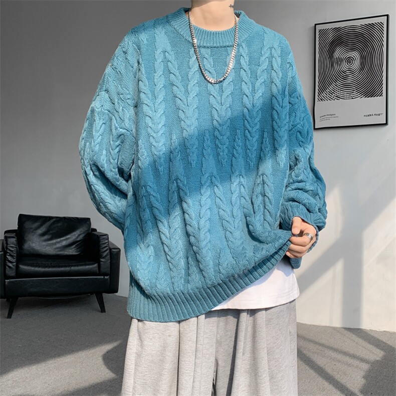 8XL-M麻花毛衣男宽松大码慵懒风情侣圆领针织衫线衣外套MY1512P65,男装针织衫/毛衣,电商B238