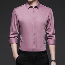 2023秋季新款长袖衬衫中年男士纯色上衣中年商务休闲时尚衬衣，男装衬衫，电商B212（原钱塘6029）