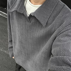 JT554-P49日系cityboy华夫格polo衫男高级感宽松翻领t恤小香风，男装Polo衫，电商B323A