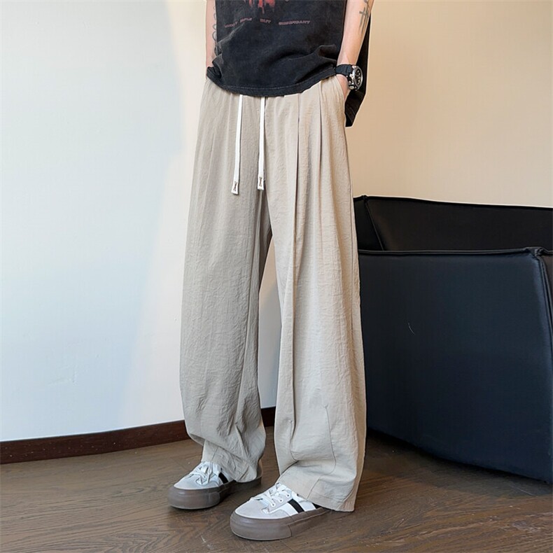 ！2026夏季新款男士宽松休闲裤百搭冰丝长裤WK2077特P35，男装休闲裤，电商B220
