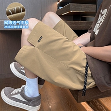 特批P25无差价夏季轻薄格纹透气网眼纯色复古大码短裤男DK5890，男装牛仔裤，电商A001-1
