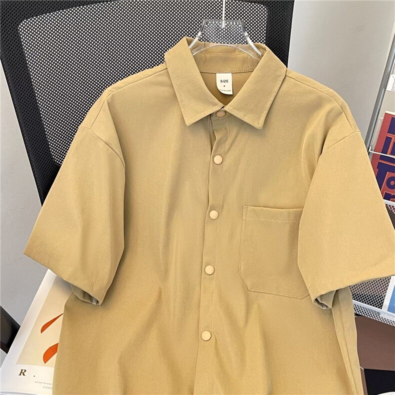 短袖衬衫男夏季日系简约宽松休闲百搭青少年半袖衬衣外套C700-P30,男装T恤,星座1008