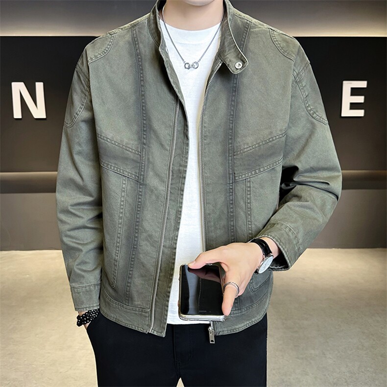 6517-M-3XL-P135店主风秋季翻领立领男士渐变休闲百搭夹克外套，男装夹克，电商B255