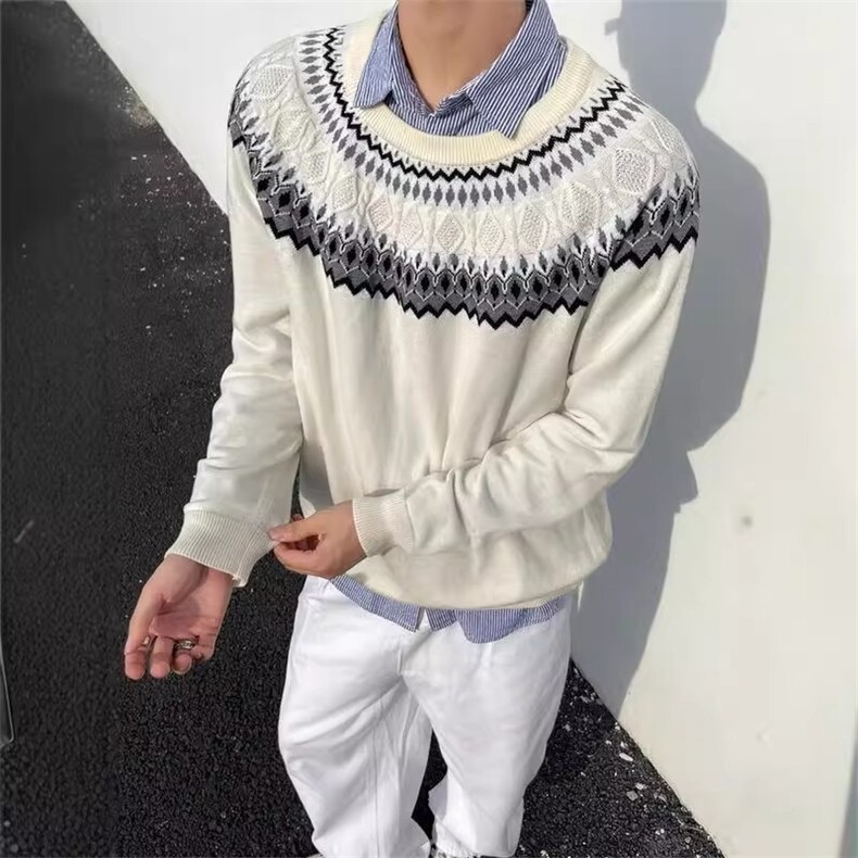 美式复古提花毛衣男老钱慵懒风秋毛衣MY2525-P59,男装针织衫/毛衣,星座208-5