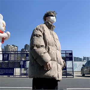 鹿皮绒棉衣男韩版潮流字母高街帅气2024冬季新款ins外套MF116-P87图片