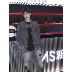 【有货】水洗做旧牛仔外套无领工装哈灵顿夹克 JK8947 特P75图片