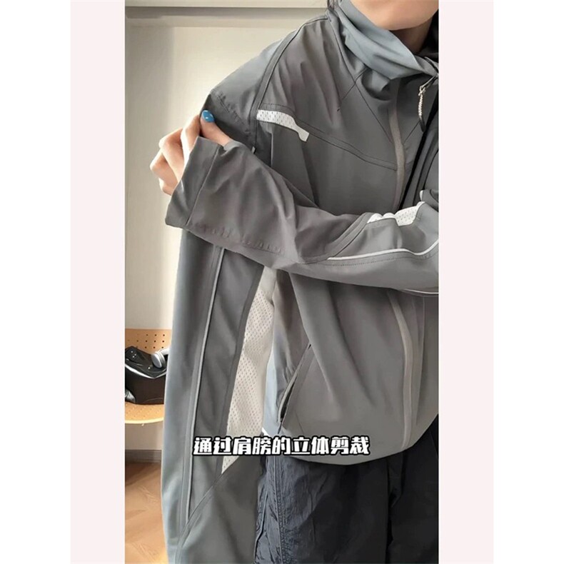 网图现货网眼夏季透气防晒衣运动凉感立领拼接外套男女A668-P45,男装防晒衣,星座1505
