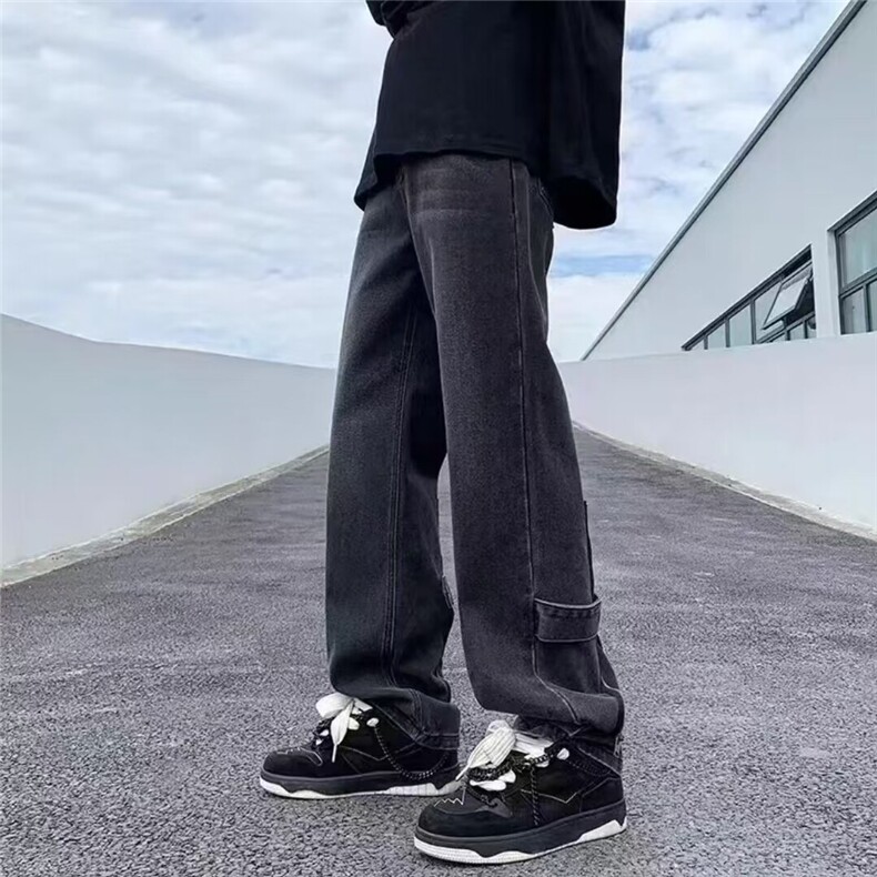 牛仔裤男复古潮牌美式微喇高街直筒阔腿裤子310A-4-NZ70-P50,男装牛仔裤,星座310A-4