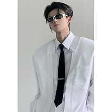 纯色春秋款衬衫小众男女高级感外套韩系百搭翻领长袖衬衣CA6702，男装衬衫，星座1116A（原606A-3）
