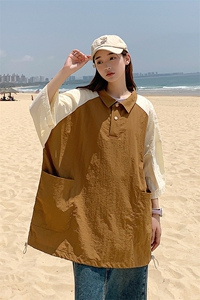 夏季潮流拼色短袖衬衣宽松休闲衬衫A161-1707-P40图片
