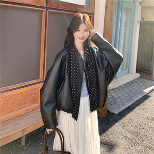 港风复古时尚黑色皮衣外套女2025春秋新款巨好看小个子机车服夹克图片