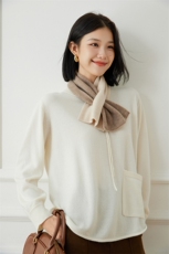 新中式女polo领纯山羊绒衫2025秋冬新款宽松针织打底毛衣娃娃，女装羊绒衫，江帆羊绒