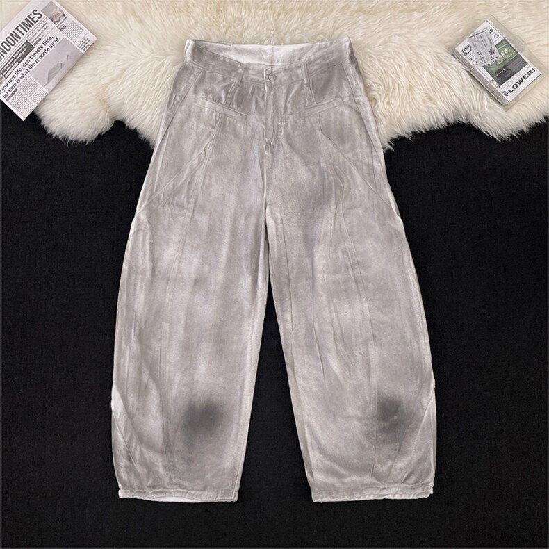 美式复古脏脏香蕉弯刀牛仔裤潮牌男宽松阔腿水洗做旧K08112-P58，男装牛仔裤，星座308B-2