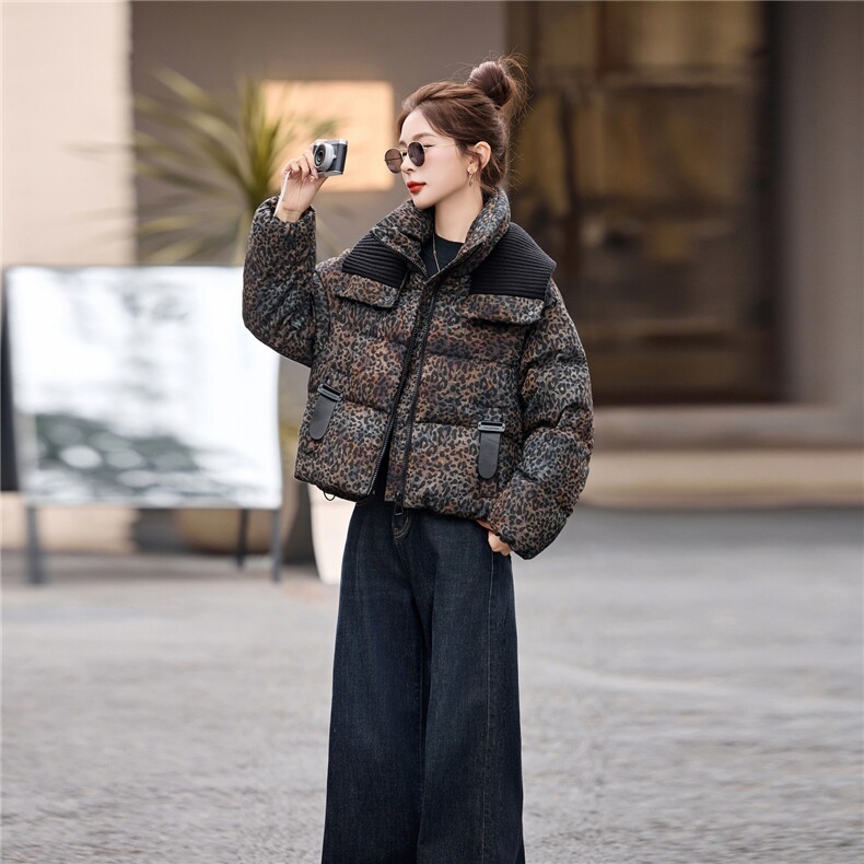 冬季新款女装2025年时尚气质优雅大方豹纹棉服,女装棉衣/棉服,魅影