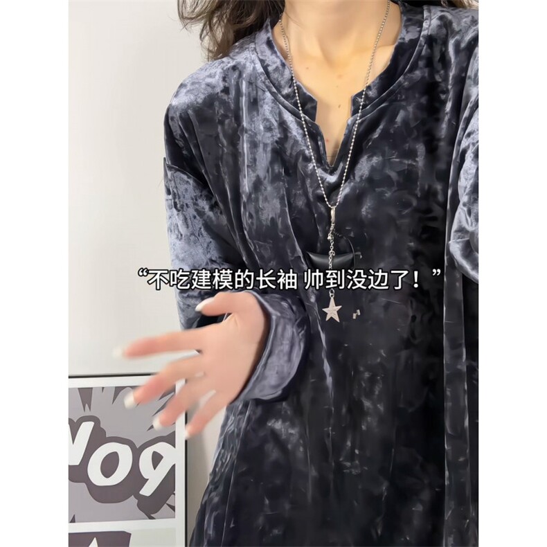 XZ809A/CX609/特P24/控48高级感钻石绒V领长袖T恤卫衣,男装T恤,星座809A(原222-1)