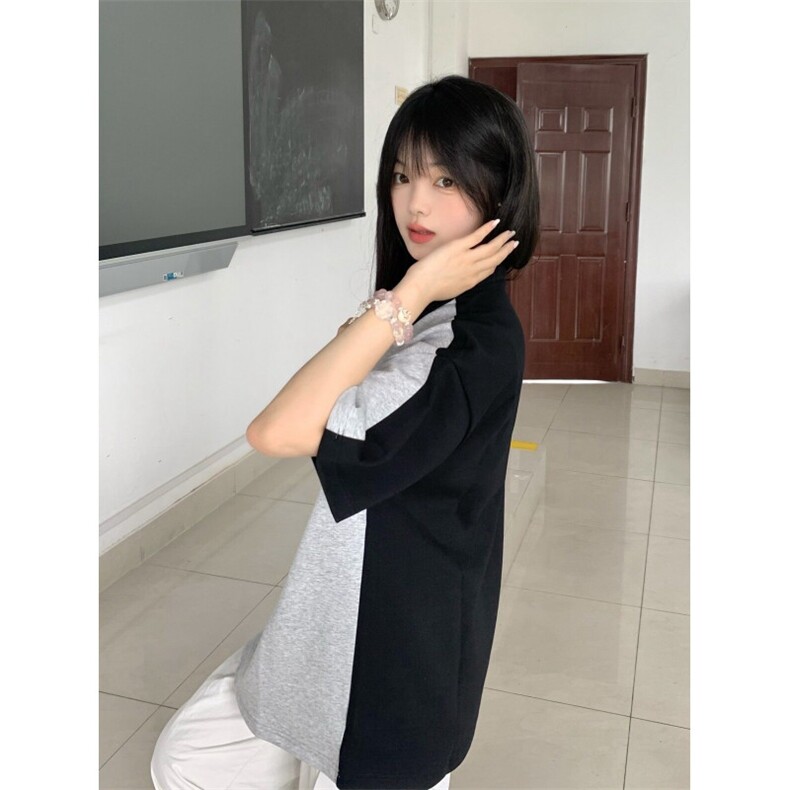 H0962-P35推荐#原版刺绣包边拉肩休闲宽松短袖T恤,女装T恤,星座617A-2