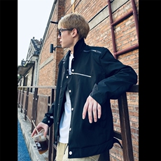 秋季新款不规则斜排扣拉链翻领夹克小众设计高级感外套JK11-P68，男装夹克，星座1109-3