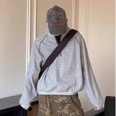 小众休闲长袖卫衣宽松廓形简约百搭复古高级感半高领拉链上衣潮，男装卫衣，星座506A