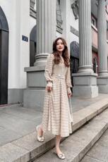 现货、磨毛珍珠连衣裙，女装连衣裙，艾丹迪蔓