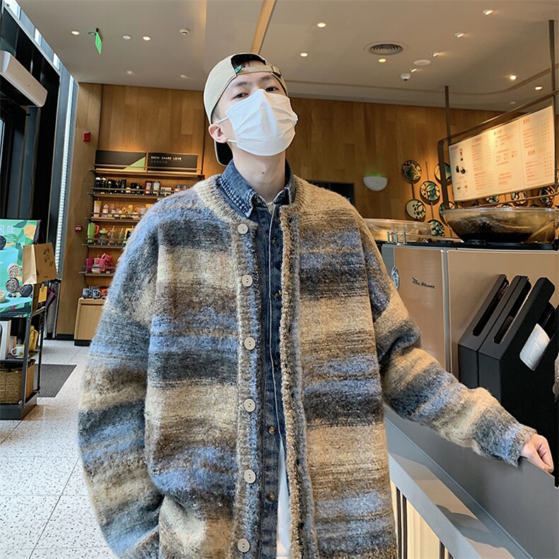 条纹毛衣长袖针织开衫男休闲毛线外套M313P85，男装针织衫/毛衣，星座716A-1（原星座815）