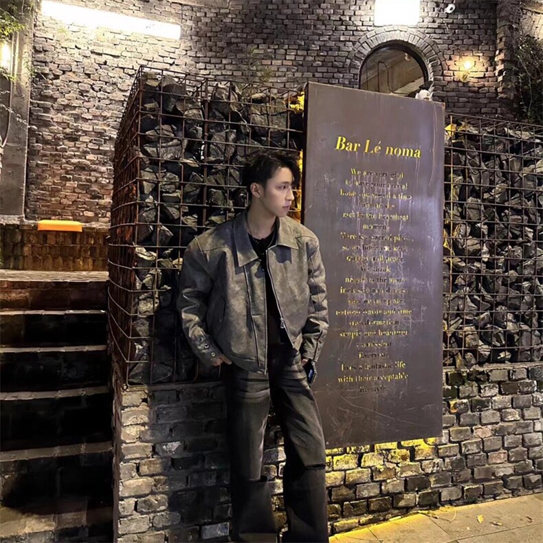 《自拍图》不规则拉链PU皮衣外套男款春季潮牌JD011-P88,男装皮衣,星座1109-4