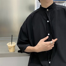 夏季免烫新中式男装痞帅衬衫男短袖潮牌百搭上衣cityboy休闲衬衣，男装衬衫，星座601-2