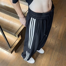 条纹垂感冰丝裤子男士夏季薄款三条杠宽松速干休闲长裤K5621-P36，男装休闲裤，星座412-3
