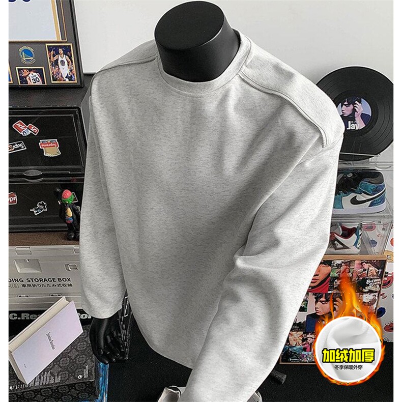 480G重磅加绒硬挺boxy男女秋冬美式高街结构拉链肩圆领卫衣厚外套,女装短外套,电商A486