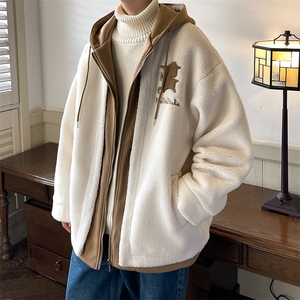 冬装假两件羊羔毛棉衣加厚棉服绣花外套 A071-099-P125，男装棉衣，电商A071