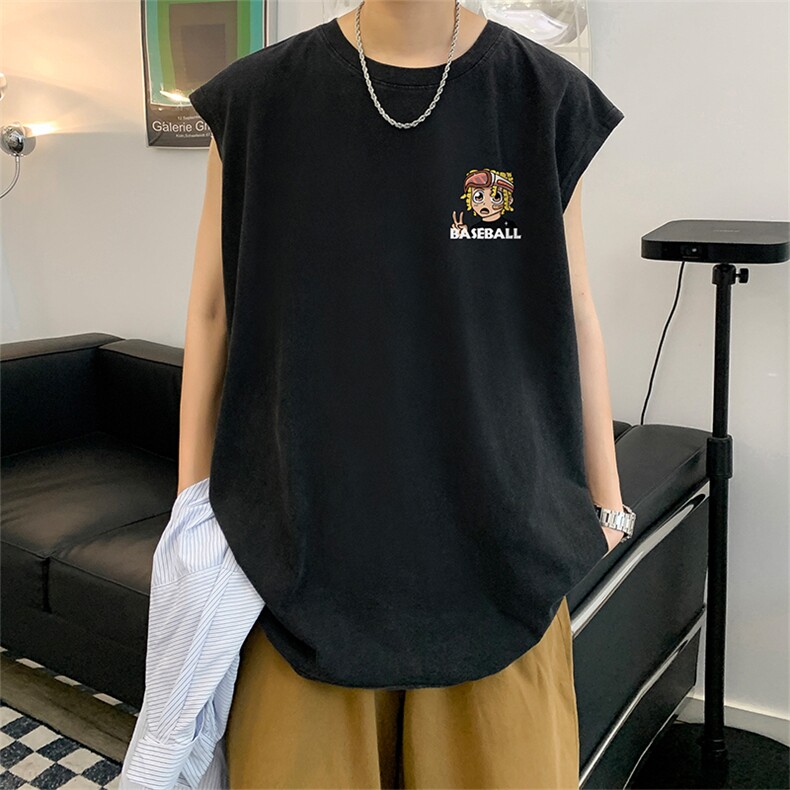 数据超好抖音品240克重磅欧美式潮牌水洗背心无袖t恤BX353-P35,男装T恤,电商A486
