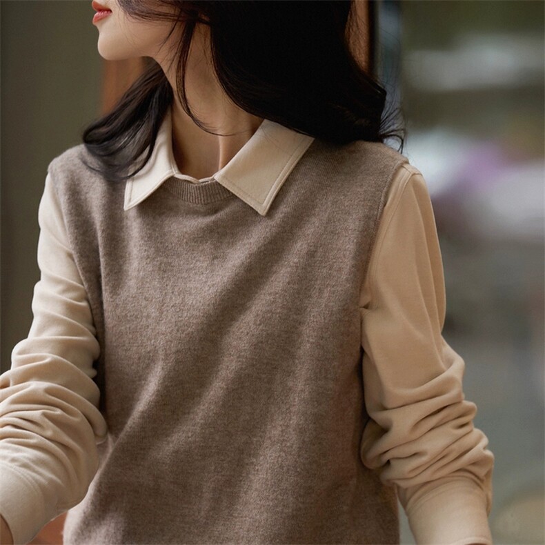 无袖圆领马甲休闲/淑女2026年秋季，女装马甲，唯若美羊绒