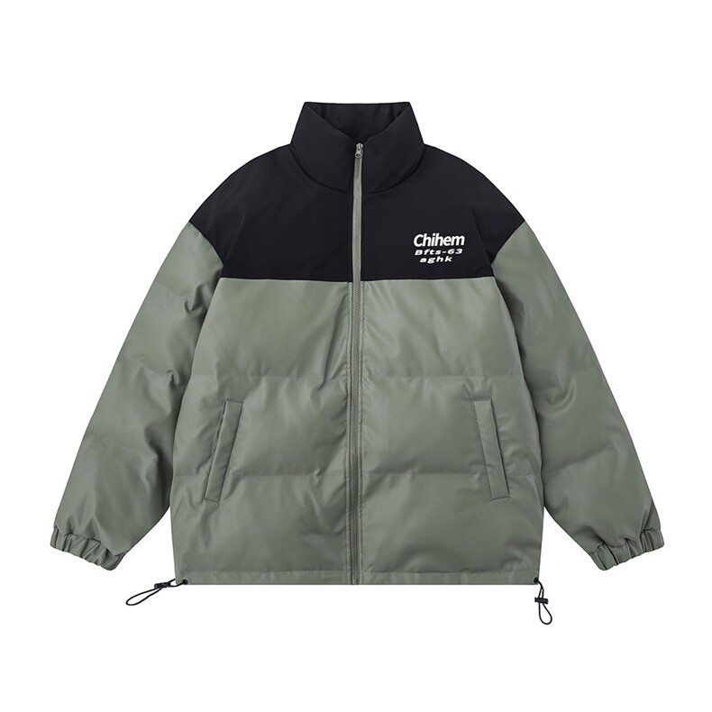 白底新款冬季百立领字母印花加厚PU皮棉服外套MY6406P125控168,男装棉衣,电商A268-1