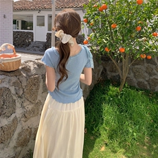 韩版甜美蕾丝拼接系带上衣套装女2025夏季新款度假风半身裙两件套，女装套装/套裙，2C353