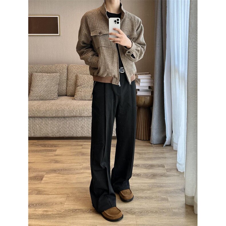 【有货】JK366CC-特P78千鸟格哈灵顿毛呢外套男短款立领夹克,男装夹克,星座1007（原301D）