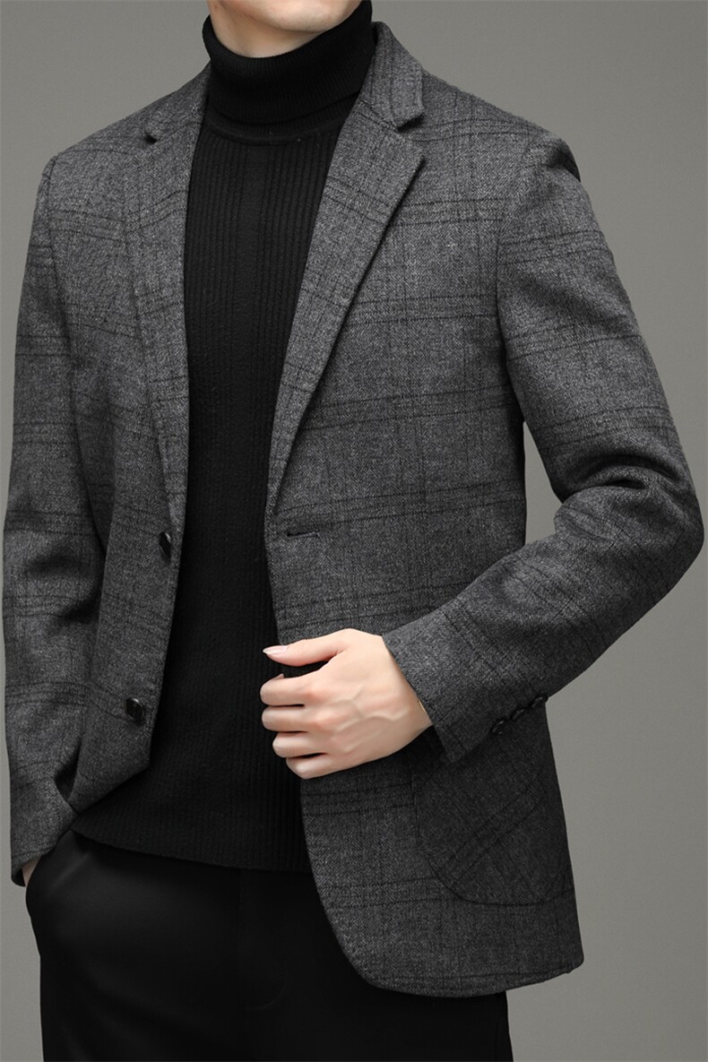 DJ1127钱塘2020-3中年男士商务休闲时尚冬季厚款西服外套P325,男装毛呢大衣,钱塘207-3