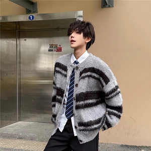 软糯仿貂毛毛衣开衫外套男女秋冬季氛围感慵懒风针织衫潮SW9564