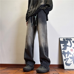 k1097-p55-控78 M-5XL 现货oversize cleanfit风牛仔裤大码渐变图片