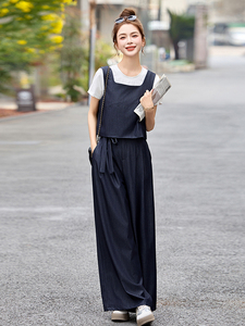 天丝牛仔套装女2025夏新款超火休闲减龄韩系马甲阔腿裤穿搭一整套图片
