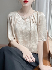 短袖t恤女夏季v领宽松简约百搭打底女上衣，女装针织衫/毛衣，绒宛羊绒