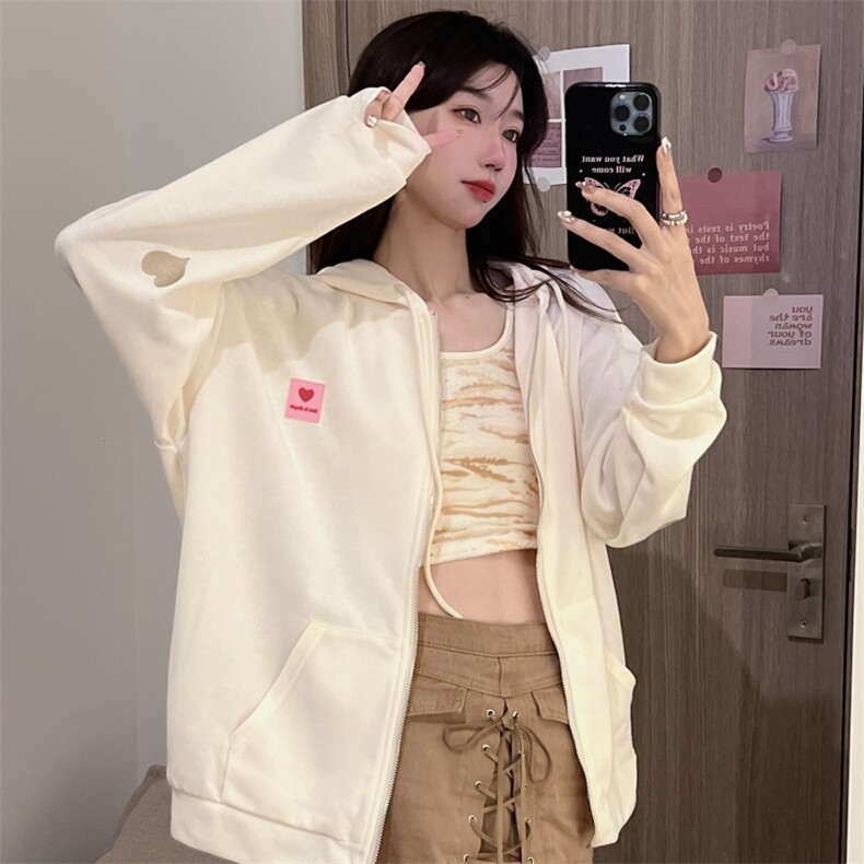 潮牌卫衣设计感刺绣上衣秋冬韩版宽松情侣开衫连帽卫衣E566-P40图片