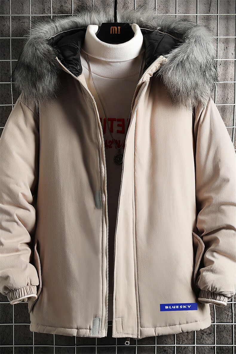 MM48202-P130冬季大毛领棉衣男士大码加厚棉袄男棉服网格,男装棉衣,电商A040A
