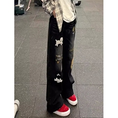 秋季黑色老虎刺绣牛仔裤男个性烫钻徽章修身直筒休闲长裤NK0708，男装牛仔裤，星座1116A（原606A-3）