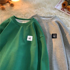 XZ809A/HFXL1/P25/控38华夫格设计感笑脸圆领卫衣，男装卫衣，星座809A(原222-1)