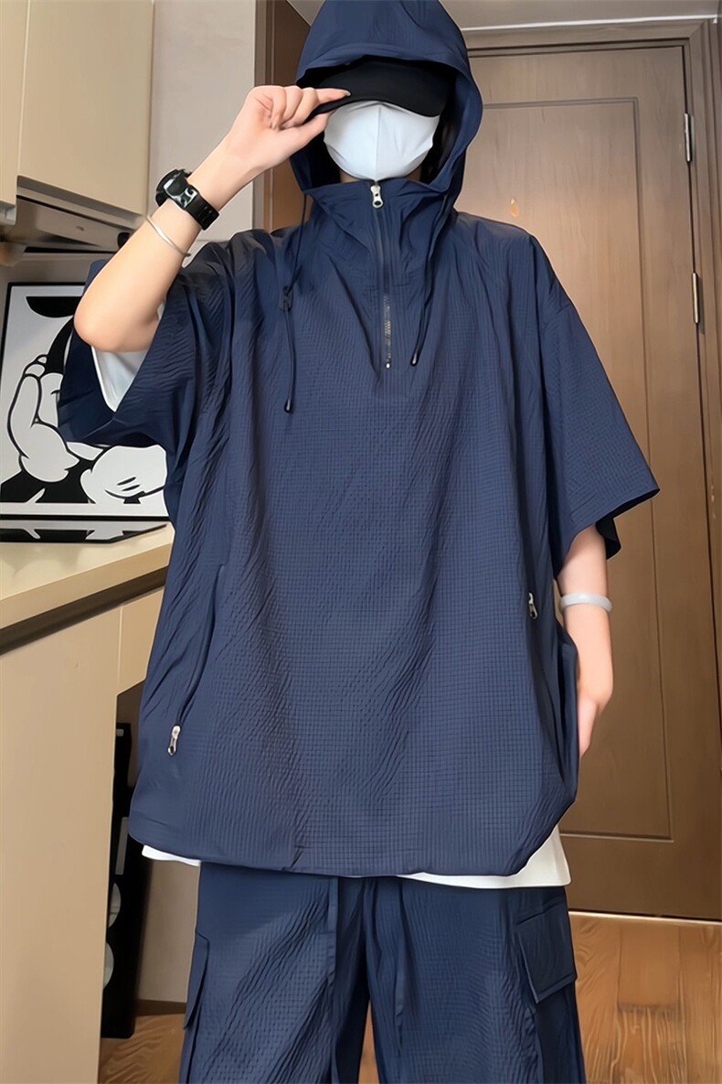 量大优供视频泡泡纱夏款连帽套装短袖短裤男XH74TZ-特P60,男装牛仔裤,电商B367