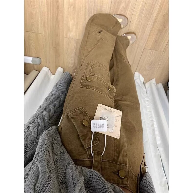 美式牛仔微喇工装裤男秋季新款高腰多口袋设计感喇叭裤GA0043P65,男装工装外套,星座1013-5