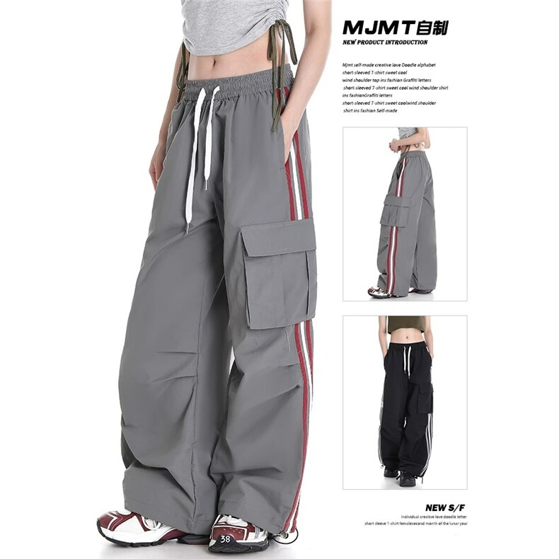 美式复古运动休闲工装裤子女秋冬小众高街宽松显瘦直筒阔腿垂感裤，男装工装外套，星座1210-1