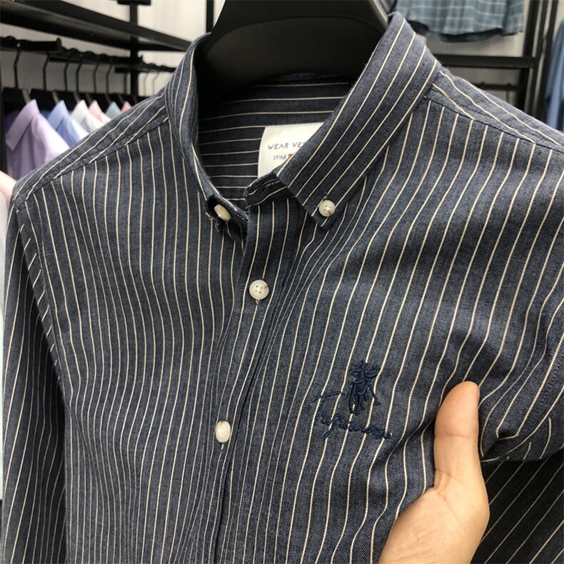 FN823662钱塘2020-1夏季新款男士条纹长袖衬衣时尚休闲衬衫P72,男装衬衫,钱塘207-1